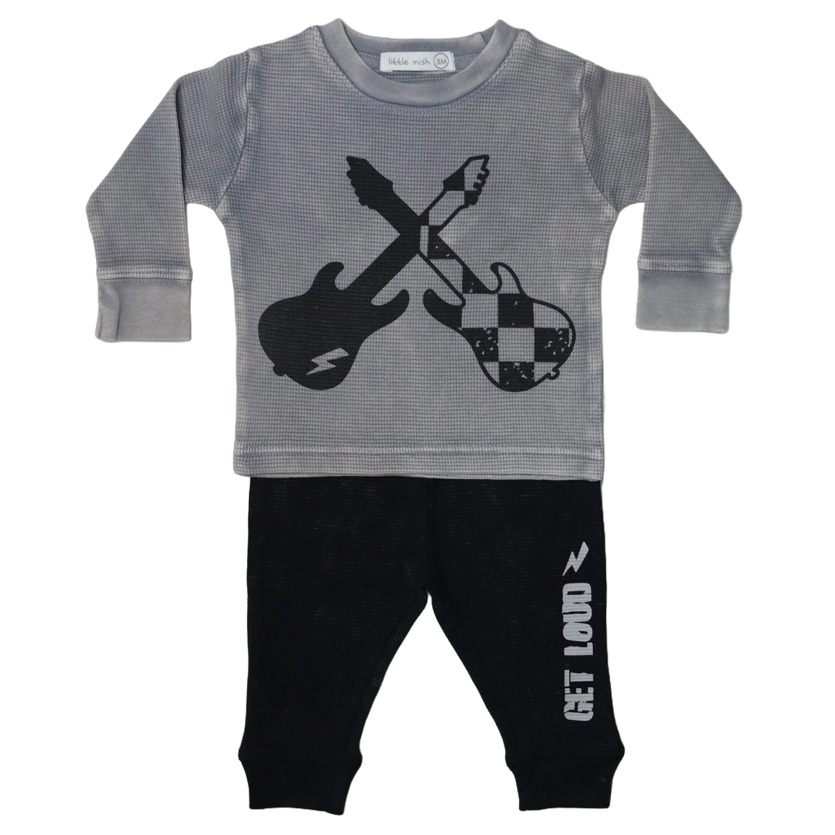 Checker Guitar Tee & Pant Set- Black