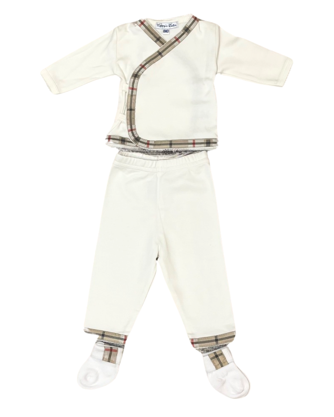 Cream 3 Piece Set with Check Trim