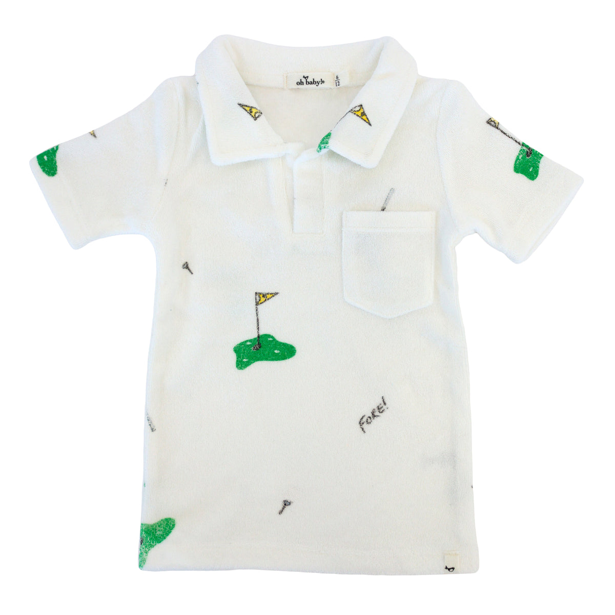 Golf Print Terry Polo Shirt- Snow