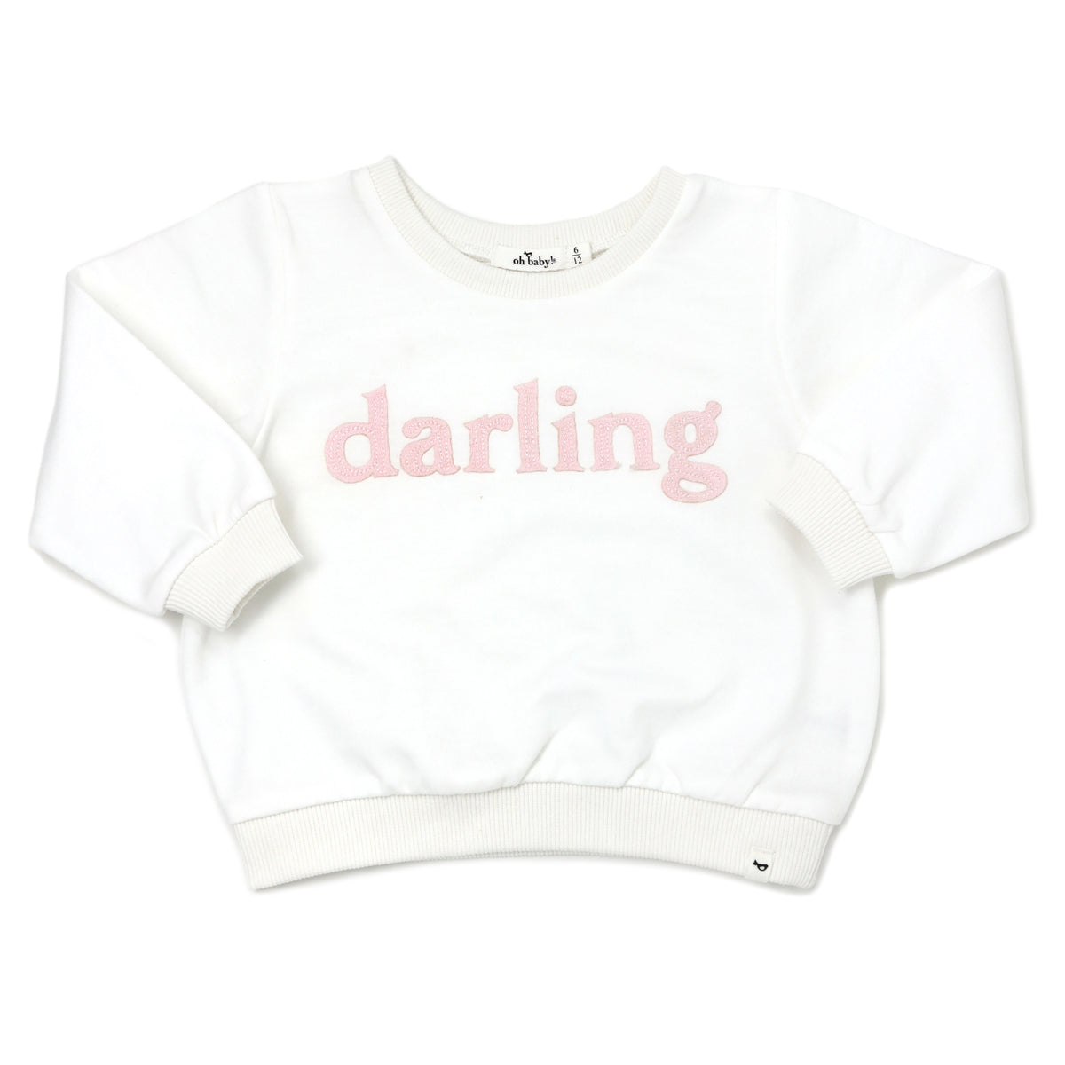 Pink "darling" Appl Terry Brooklyn Boxy Sweatshirt - Cream