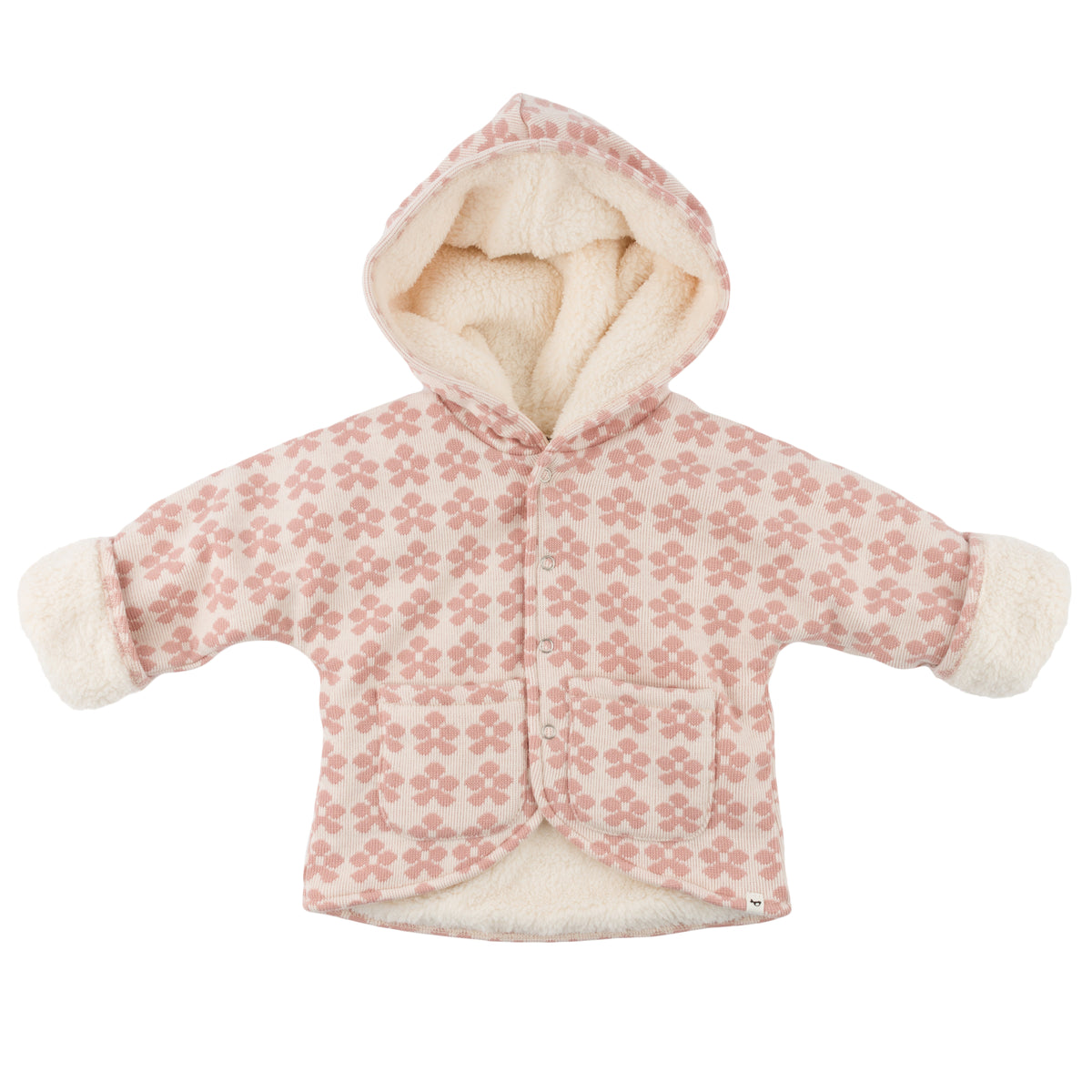 Mod Flowers Winter Snowdrift Hoodie Cream Lining- Blush