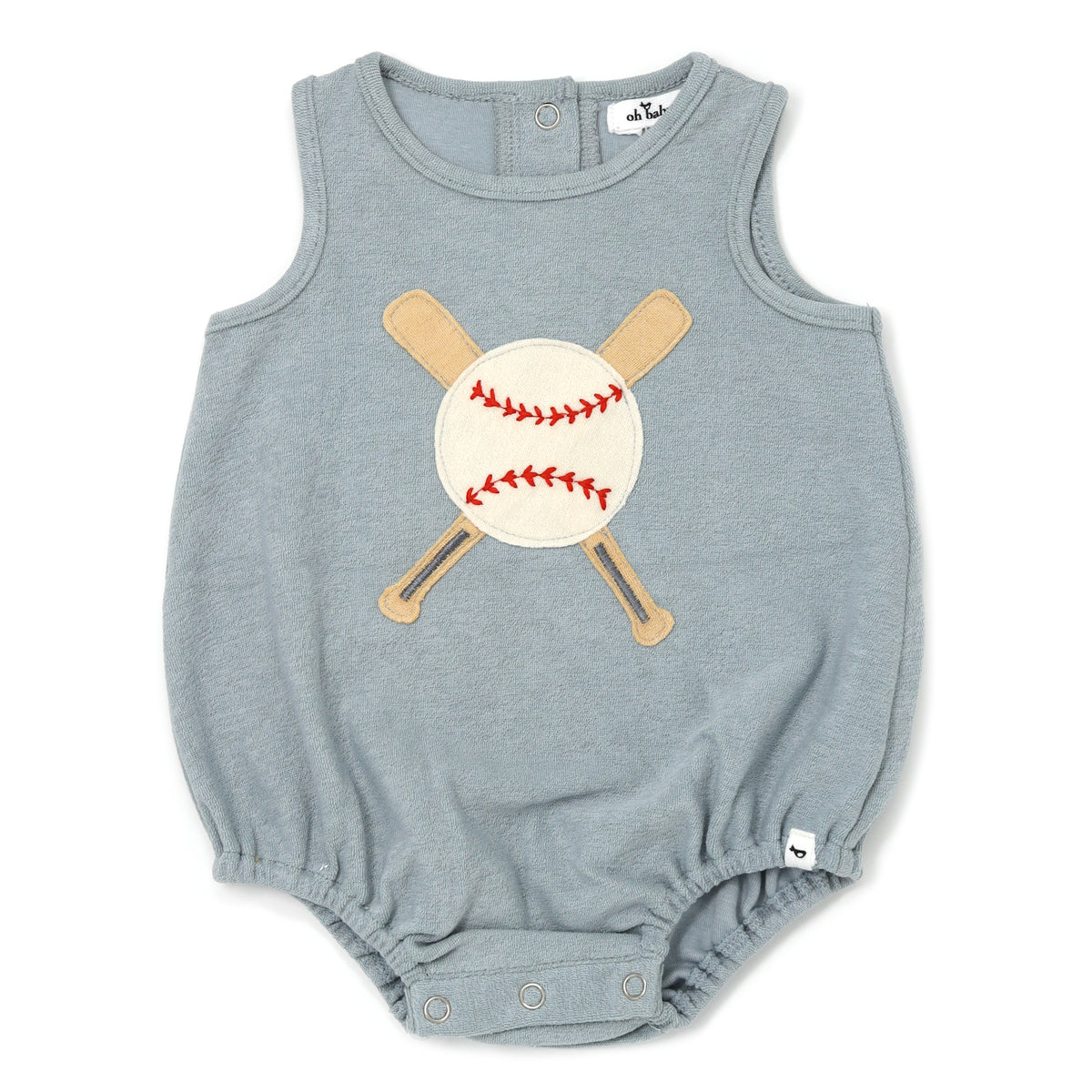 Baseball Terry Applique Terry Bubble-Mist Blue