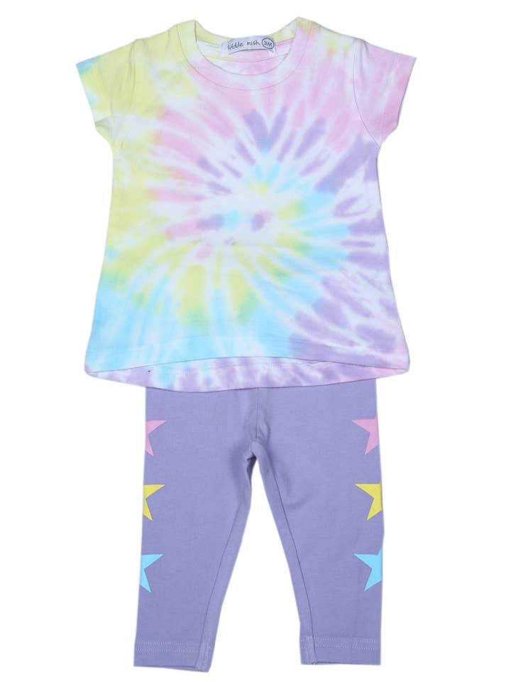 Lilac Tie Dye Star Tee and Leggings