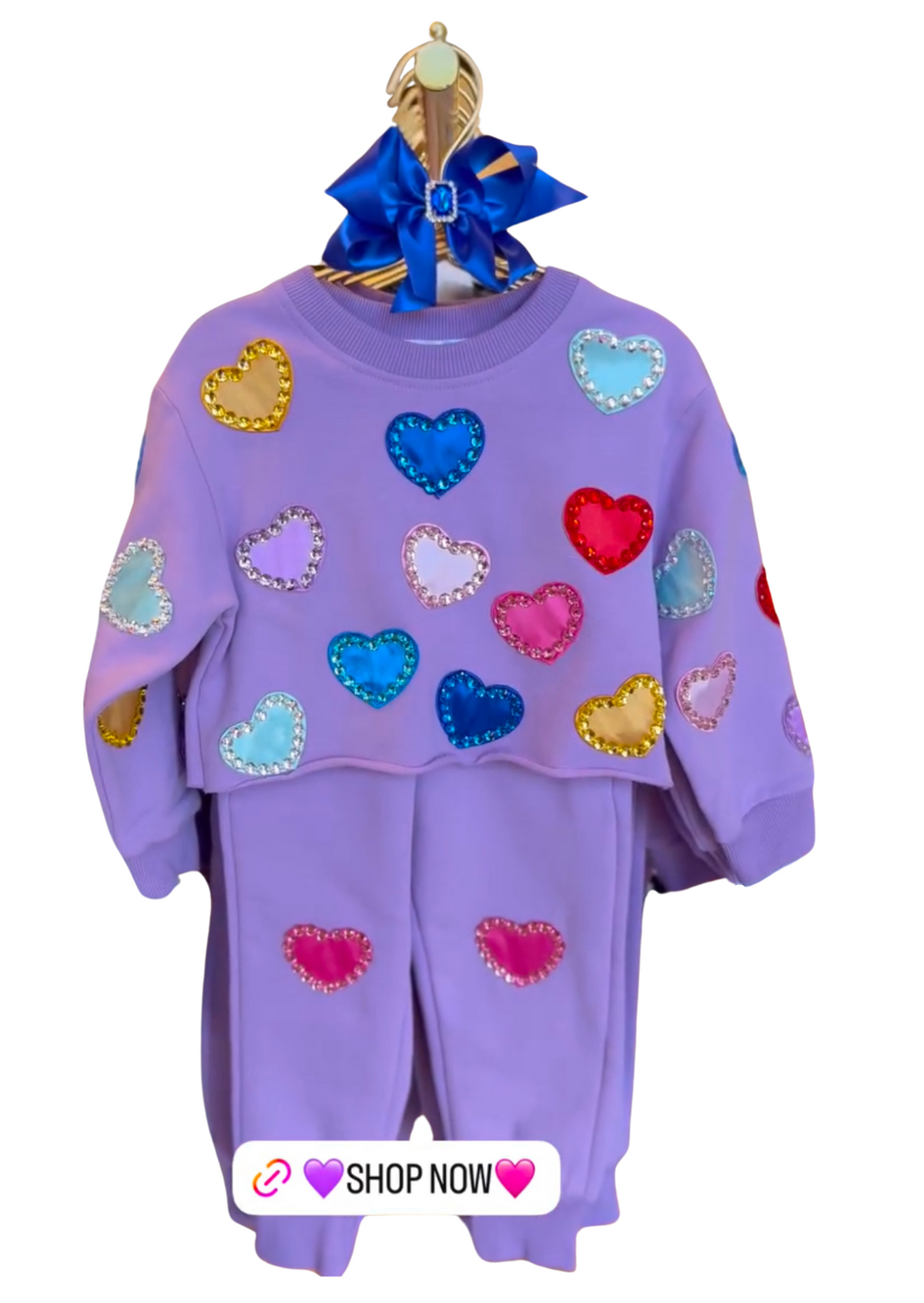 Purple Sweatsuit w/Multi Heart Embellishments