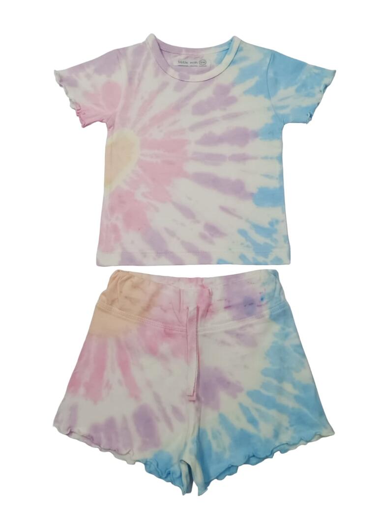 Grey/White Tie Dye Set w/Pink Heart