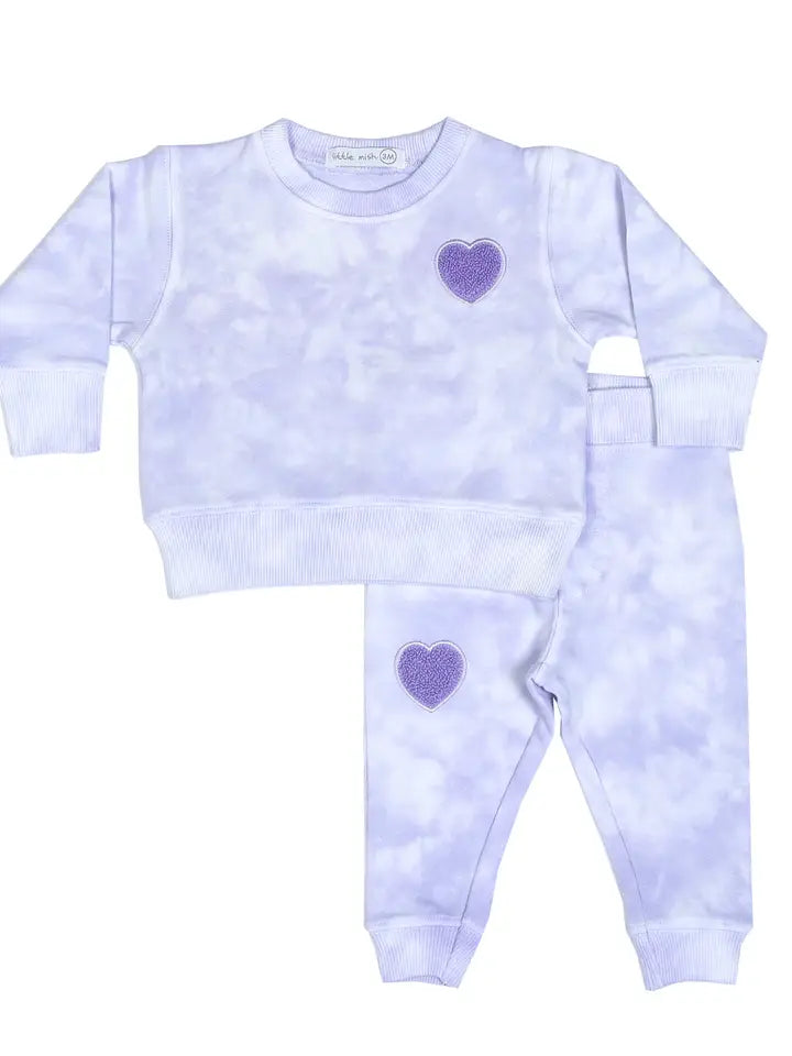 HEART TIE DYE 2 PC SET - LILAC