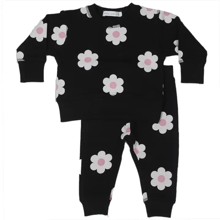 FLOWERS 2 PC SET - BLACK