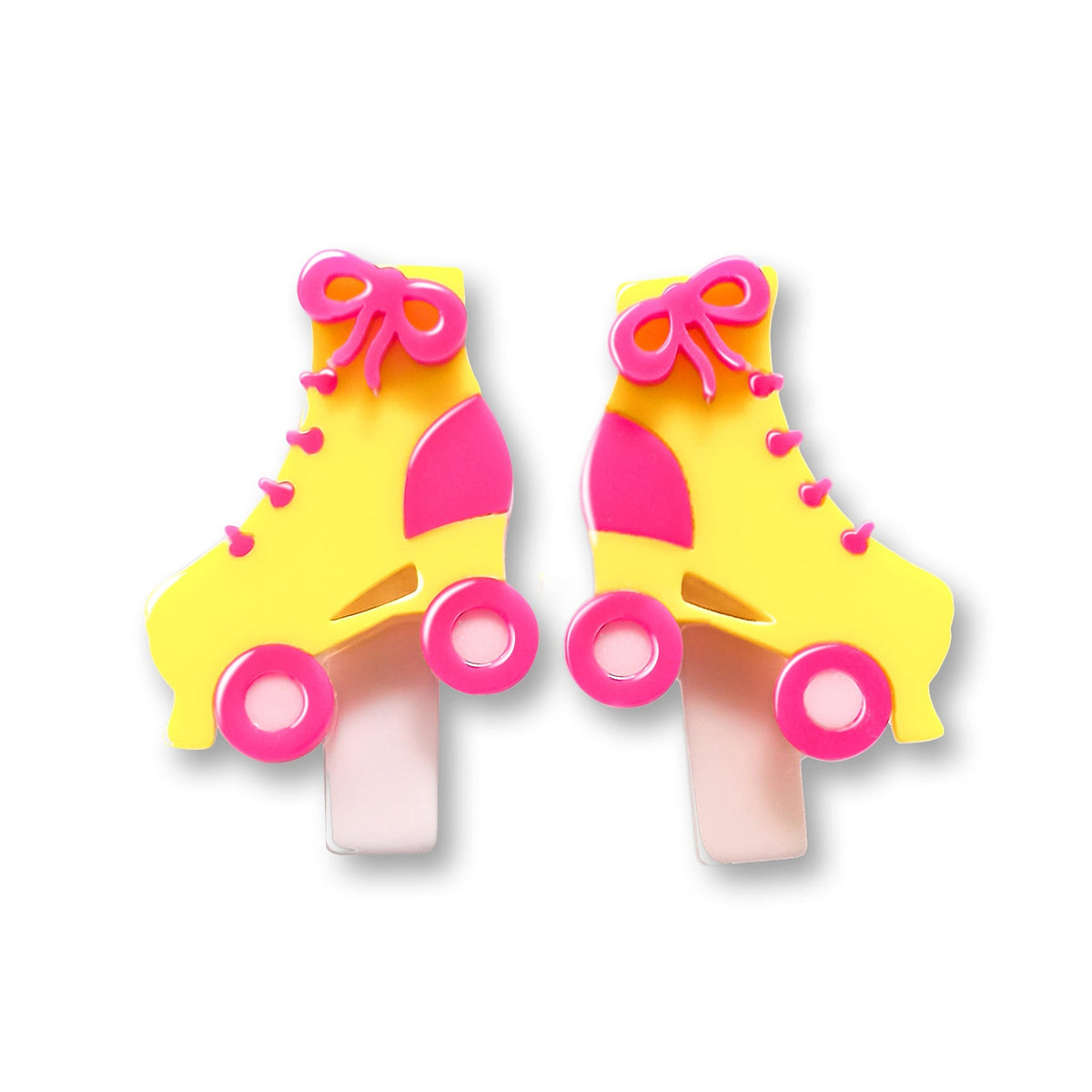 Roller Skates Alligator Clips- Pink & Yellow (SUM23)