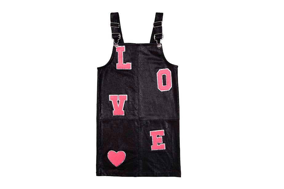 Black Overalls w/Hot Pink LOVE Patches