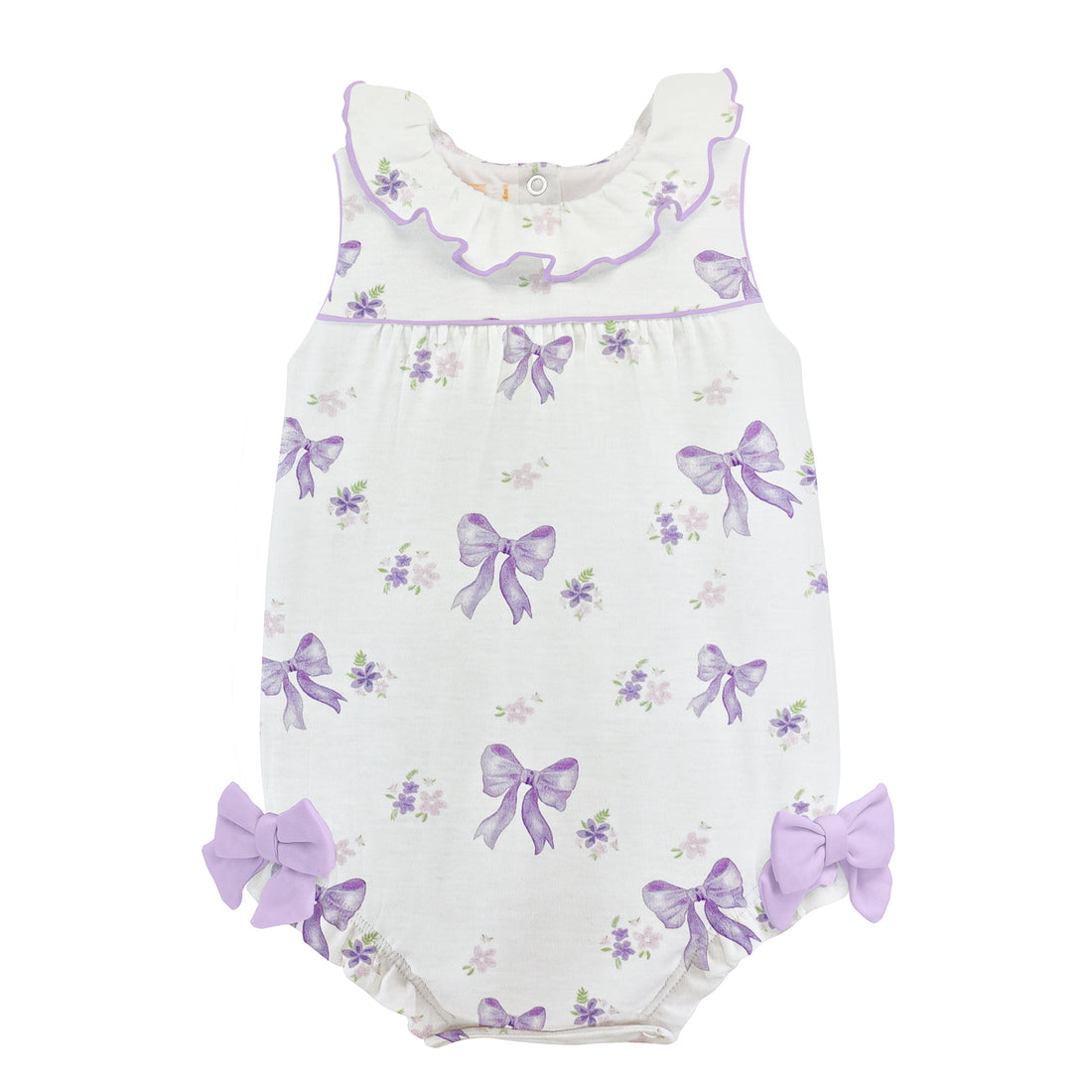 Lavender Bows Printed Bubble w/Collar & Bows