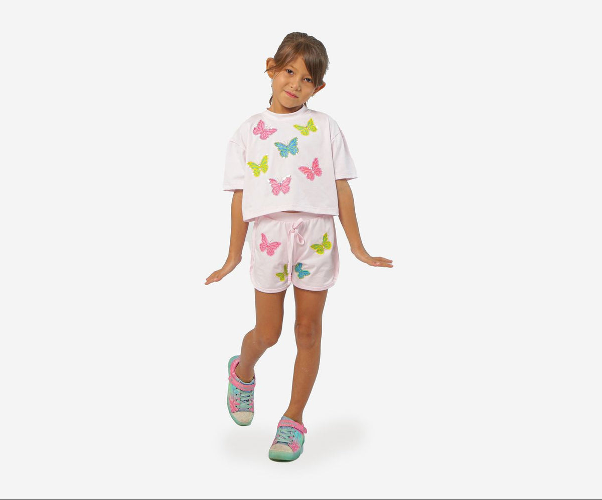 MULTI BUTTERFLY PAIGE SHORT - Colour: BLUSH PINK