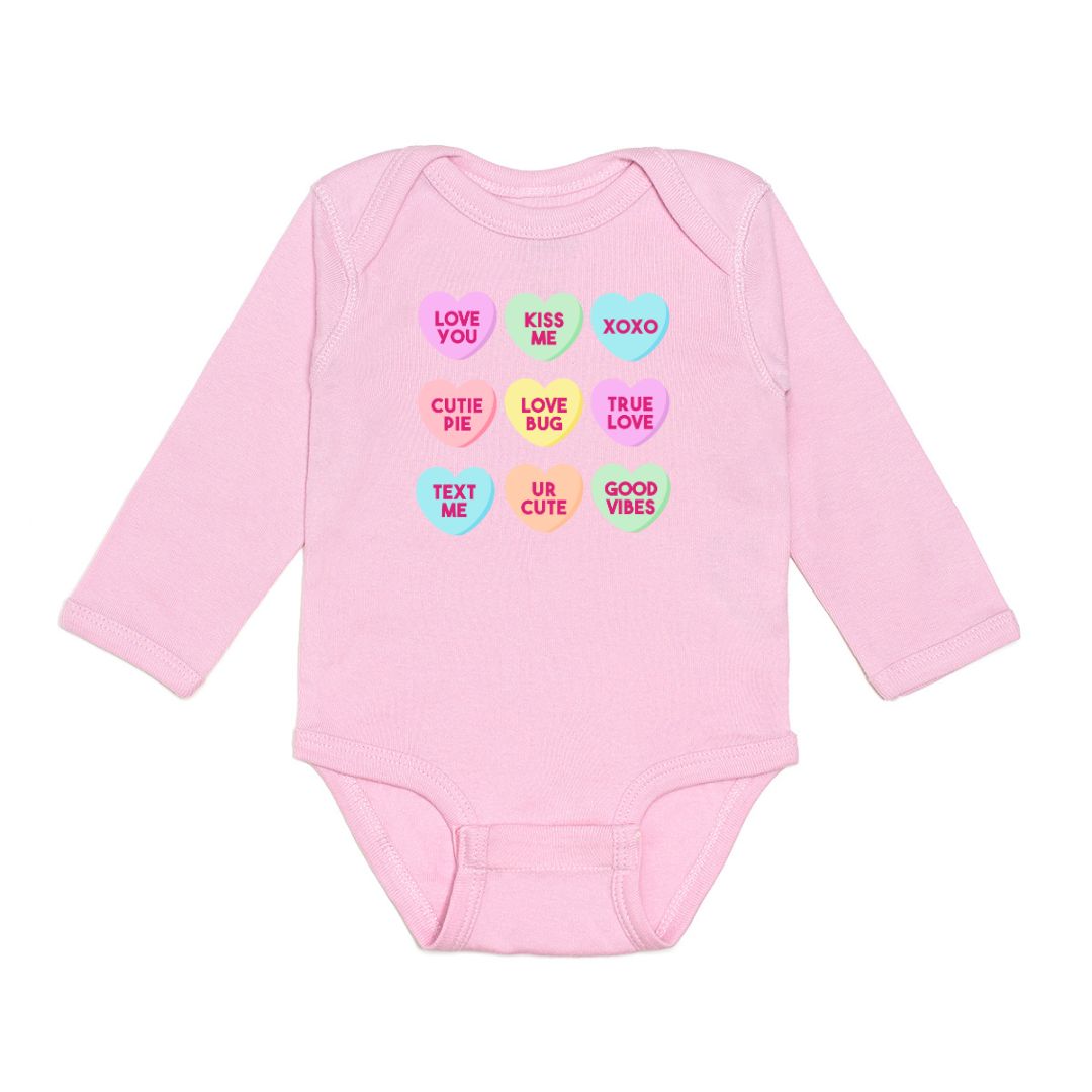 Candy Hearts Valentine's Day LS Bodysuit