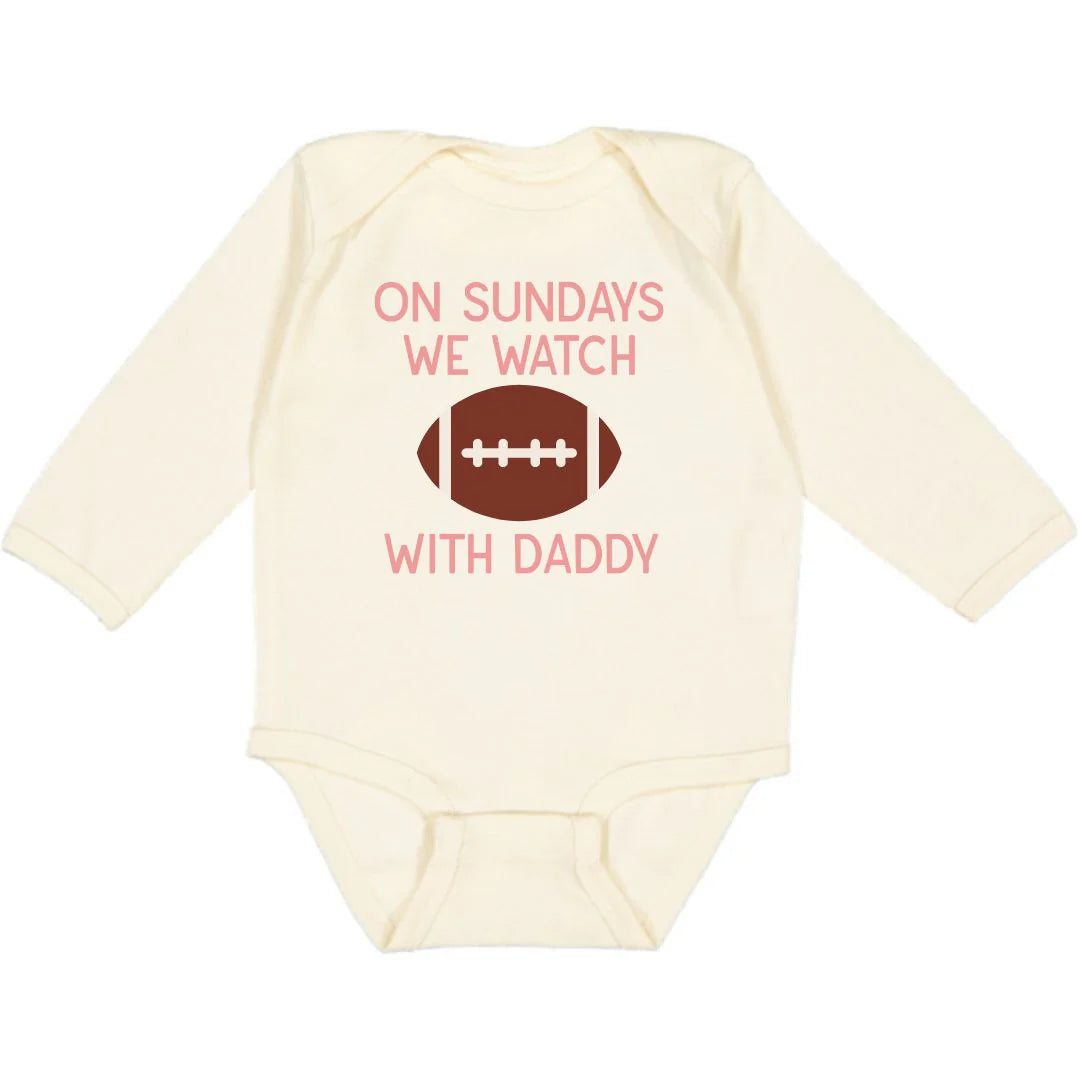 Football Sundays w/Daddy LS Bodysuit- Natural