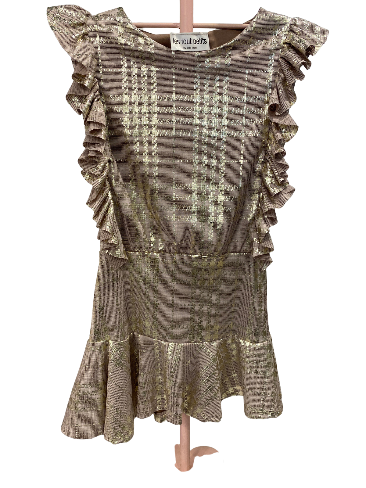 Champagne Plaid Assymetrical Dress