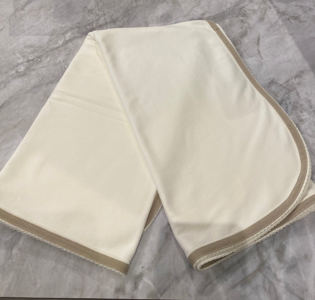 Cream Receiving Blanket Khaki Trim