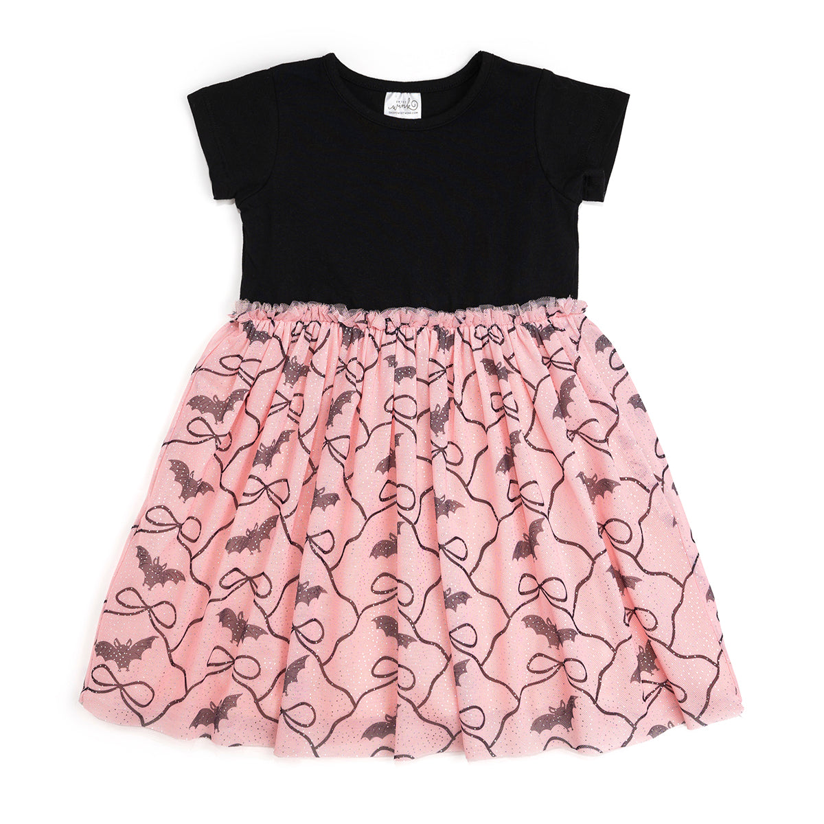 Bat Trellis Halloween Short Sleeve Tutu Dress