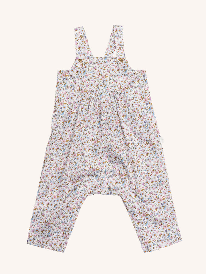 "Forget Me Nots" Delightful Floral Printed Overall- Snow
