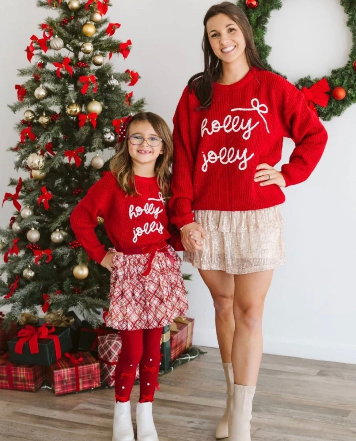 Holly Jolly Bow Christmas Knit Women's Sweater