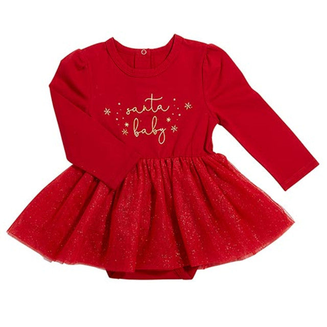 Santa Baby Red Sparkle Tutu Dress with Snaps