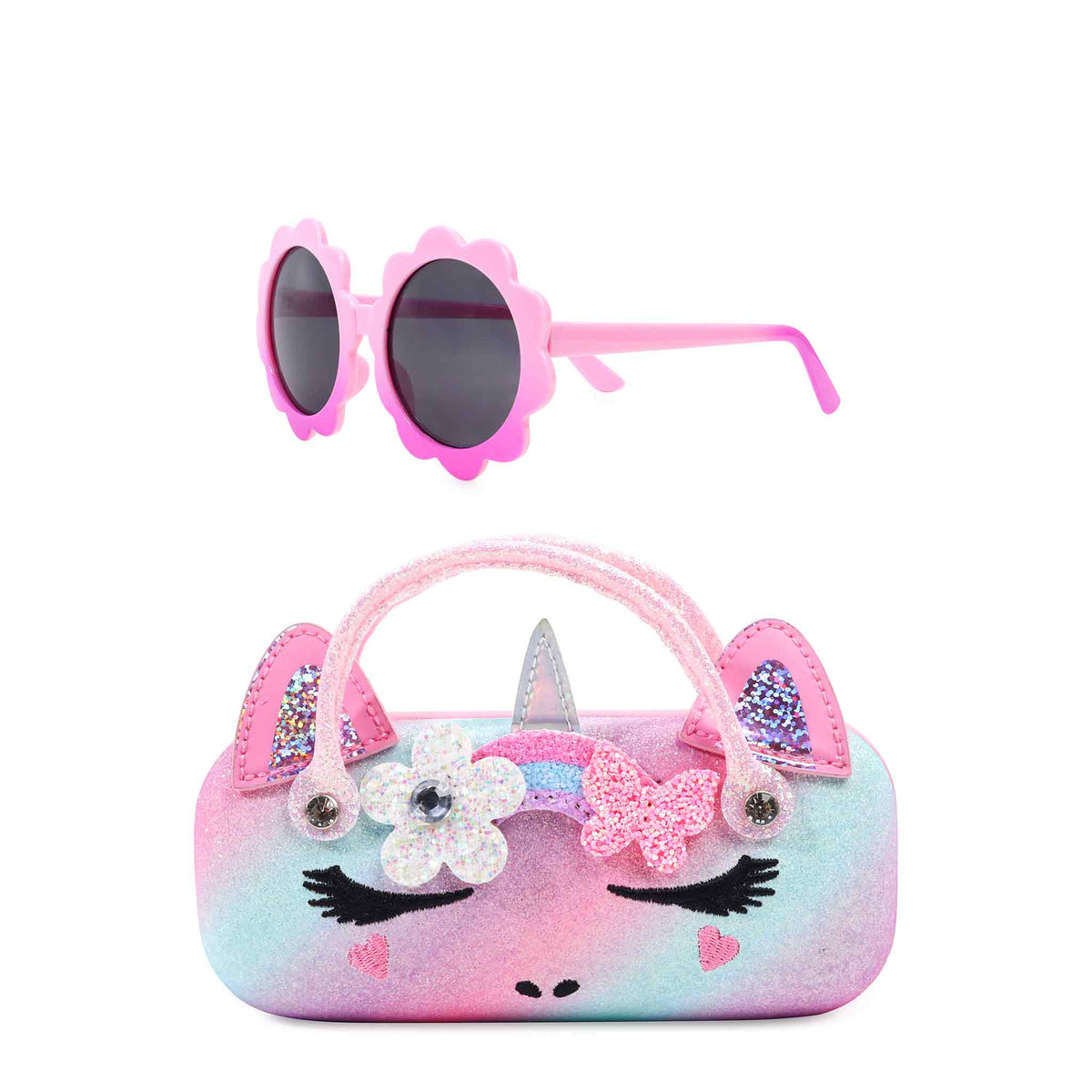 Miss Gwen Unicorn Glitter Sunglasses & Case  - pink