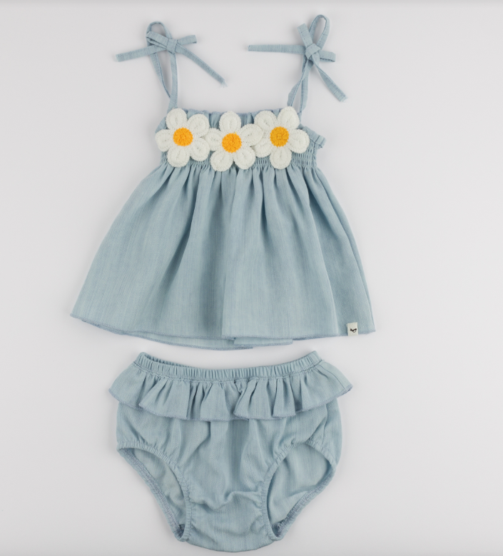 Gidget Lyocell Denim Sunsuit Set - Light Wash