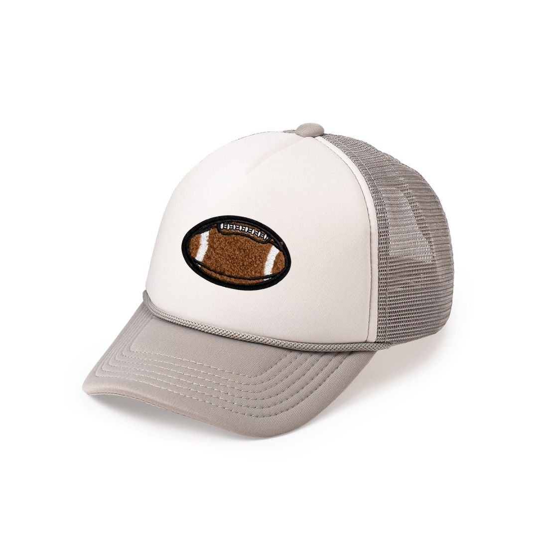 Football Patch Trucker Hat- Gray/White