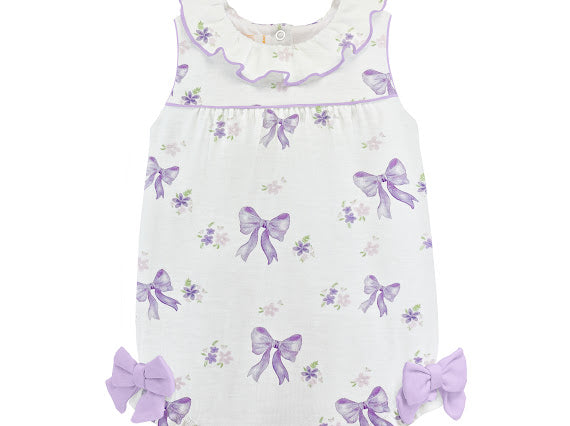 Lavender Bows Printed Bubble w/Collar & Bows