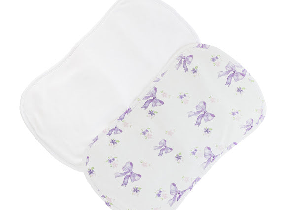 Lavender Bows Printed Burp Cloth Set