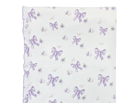 Lavender Bows Printed Blanket w/Ruffle