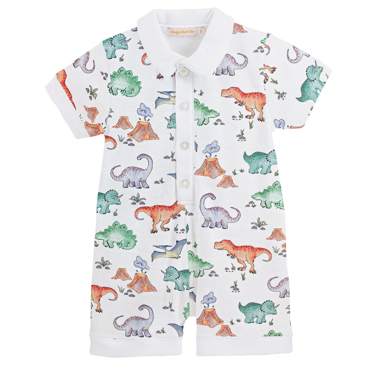 Dino's Kingdom Printed Romper w/ 7-Collar