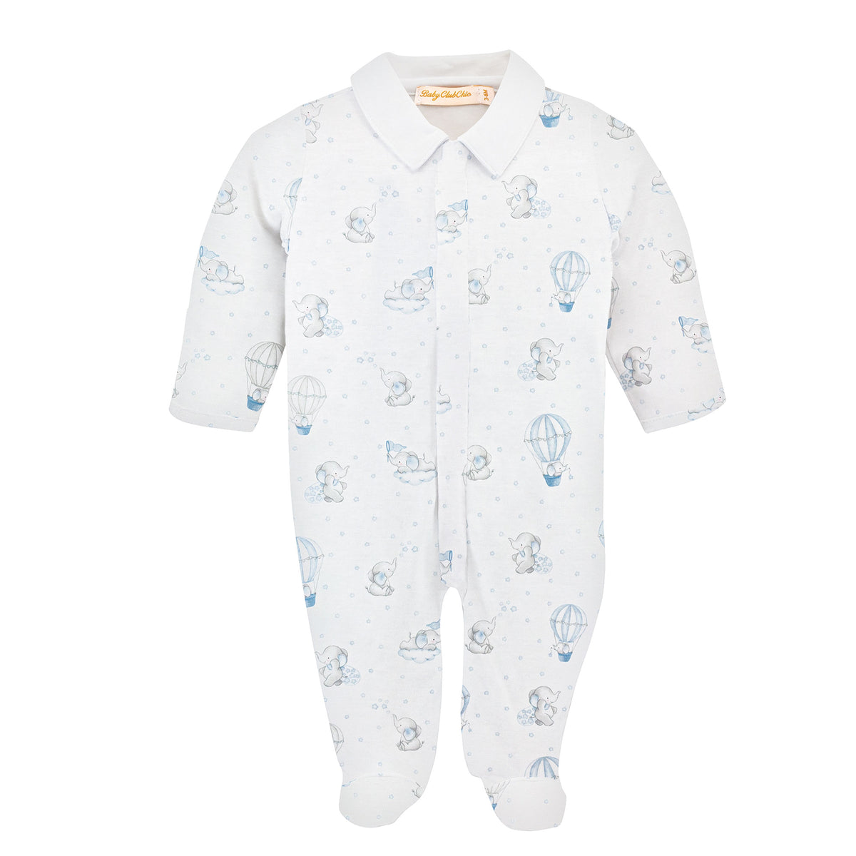 Dreamy Air Balloons Blue Printed Footie w/Collar