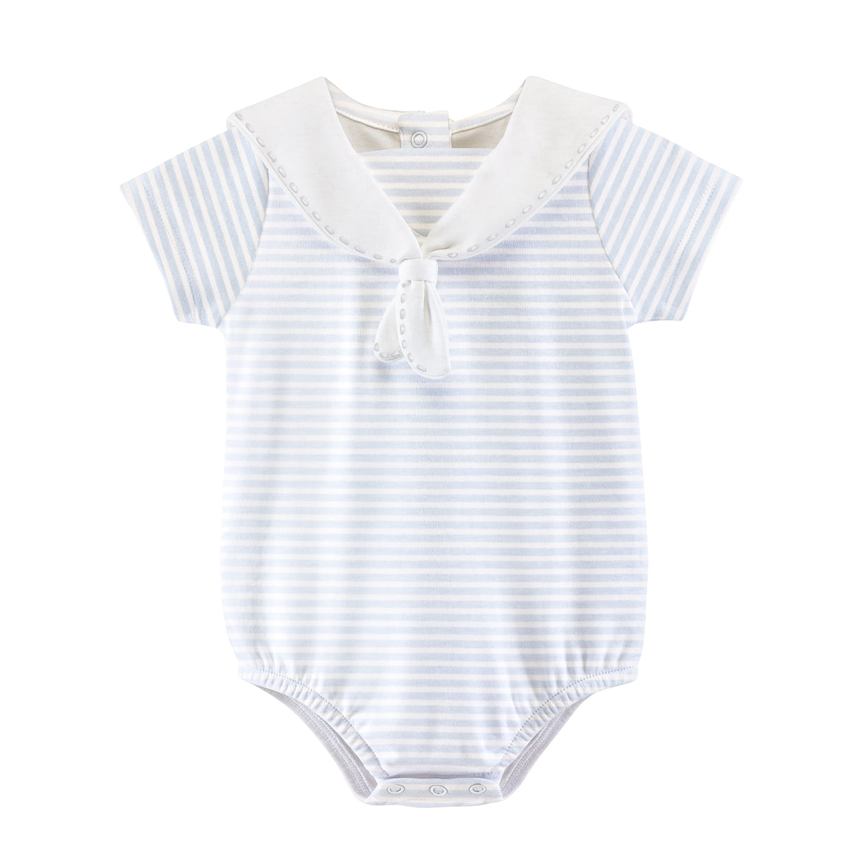 Light Blue Stripes Printed Bubble w/Sailor Collar