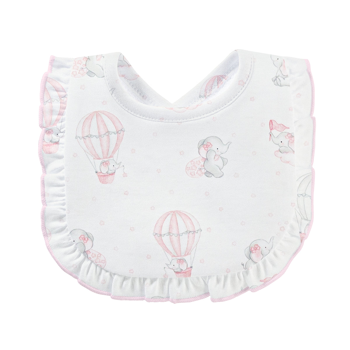 Dreamy Air Balloons Pink Printed Bib w/Ruffle