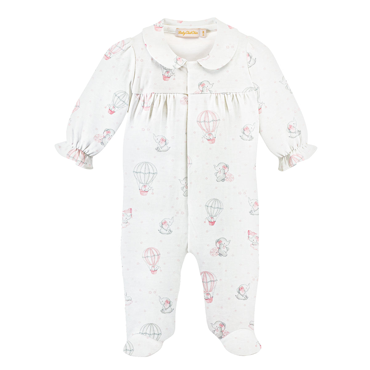 Dreamy Air Balloons Pink Printed Footie w/Printed Round Collar