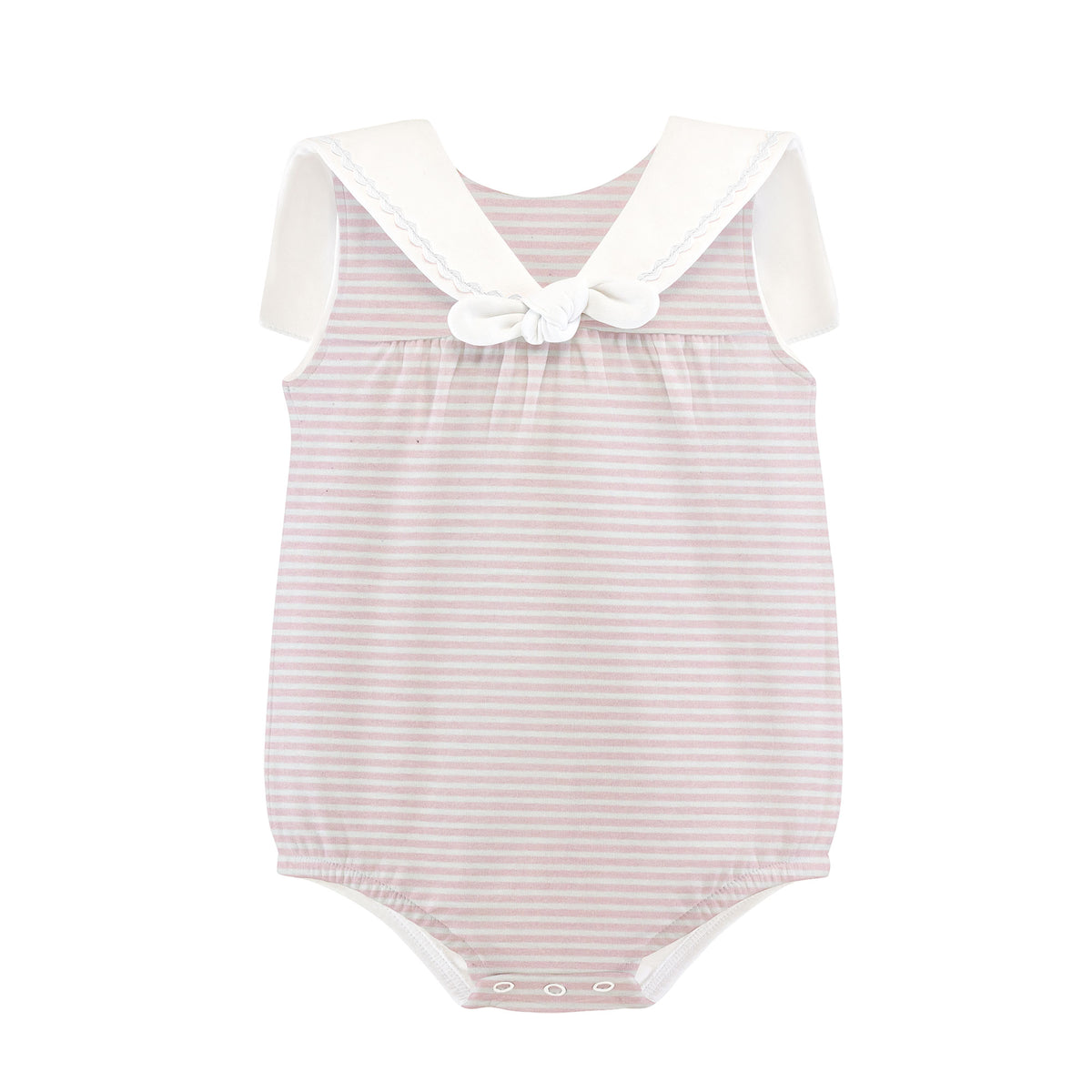 Pink Stripes Printed Bubble w/Sailor Collar