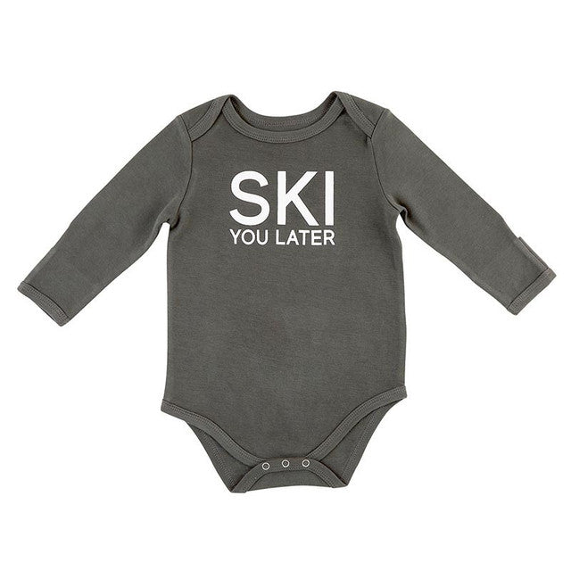 Ski You Later LS Snapshirt- Grey