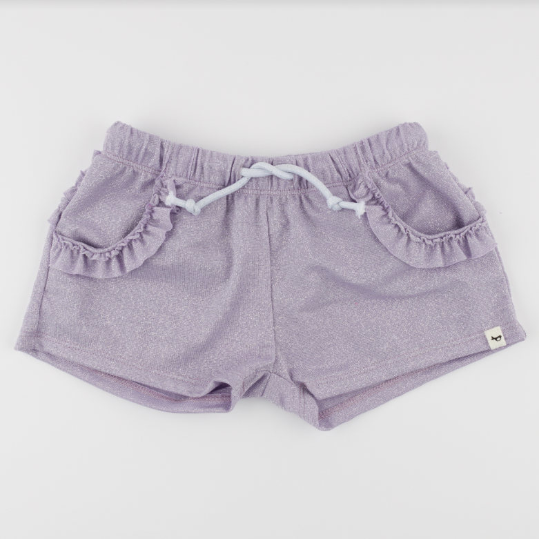 Lottie Sparkle Ruffle Pkt Ruffle-Back Shorts-Lavender