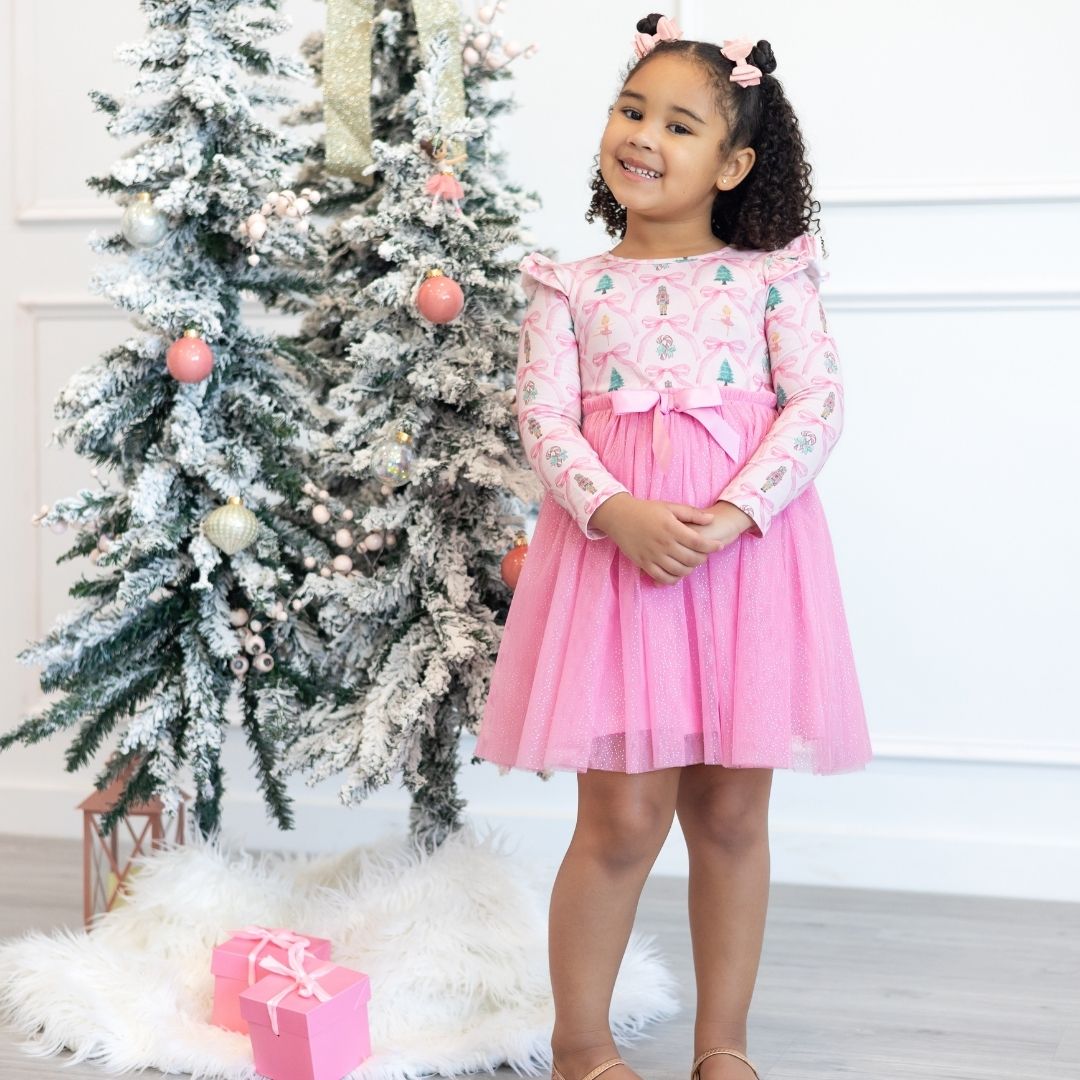 Nutcracker Trellis Christmas Long Sleeve Tutu Dress 3T