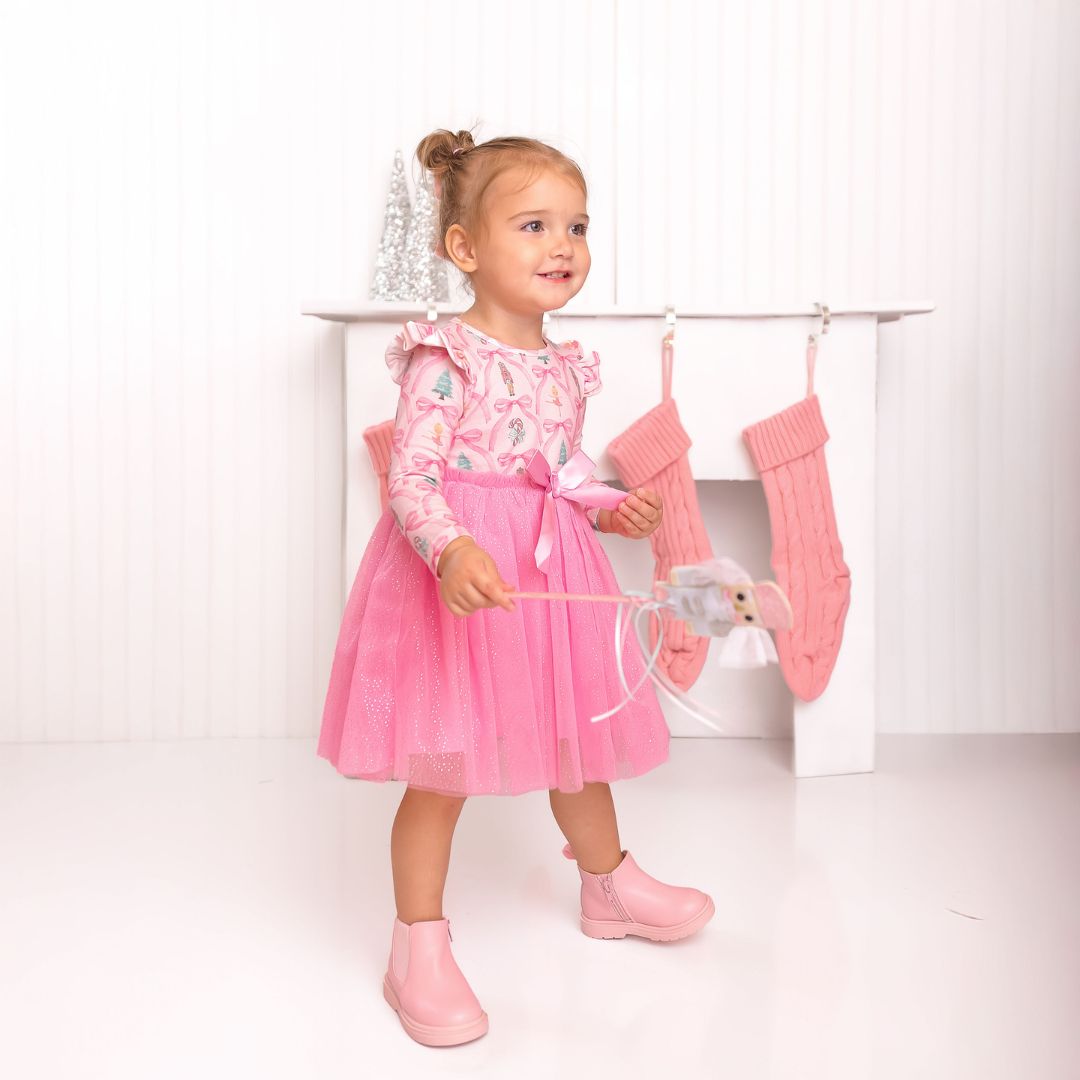 Nutcracker Trellis Christmas Long Sleeve Tutu Dress 3T