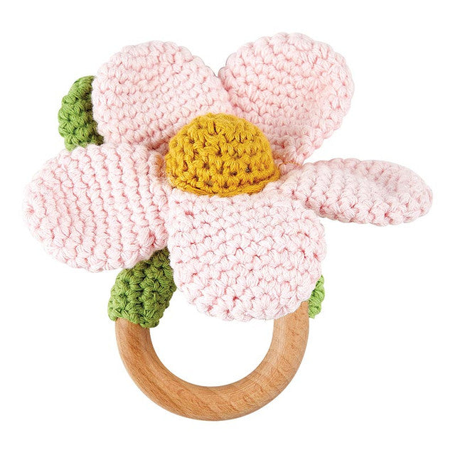 Daisy Crochet Rattle Pink