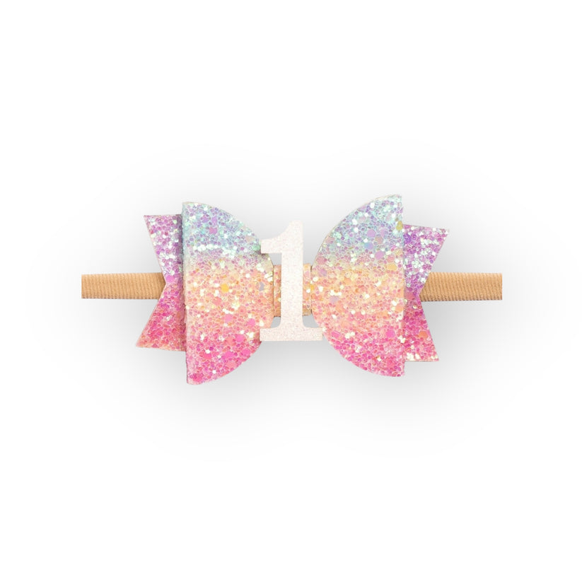 Pastel Rainbow #1 Bow on Soft Headband