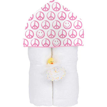 Pink Peace Sign Deluxe Hooded Towel