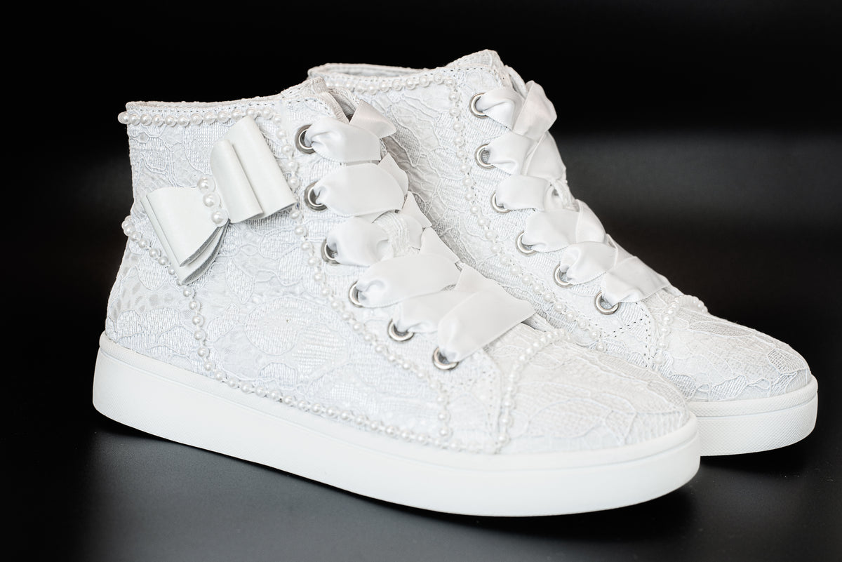 White Communion High Top Sneaker- Raya