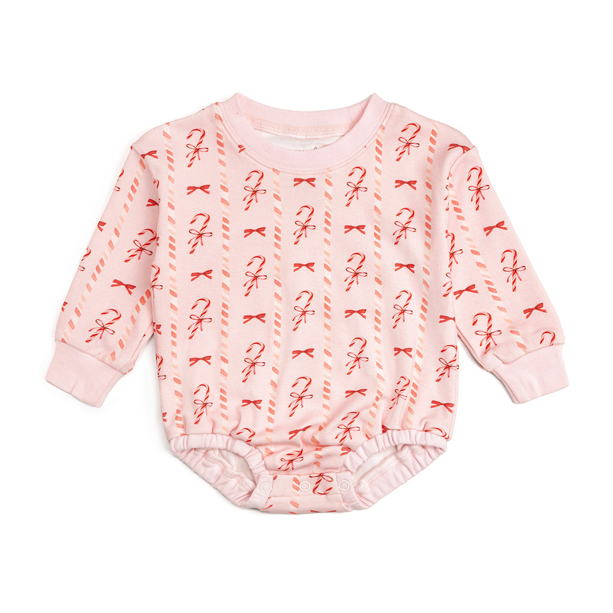 Candy Cane Lane Christmas Long Sleeve Romper - Ballet