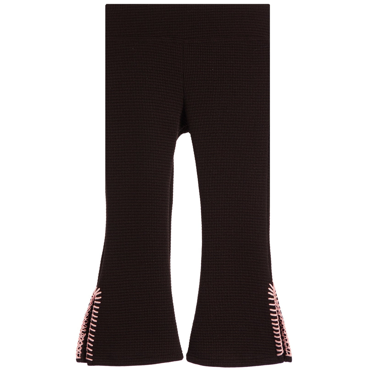 Black Denim Flare w/Fuchsia Stitch