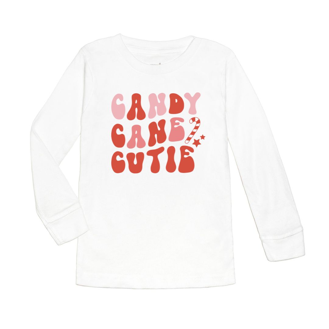 Candy Cane Cutie Christmas LS Shirt- White