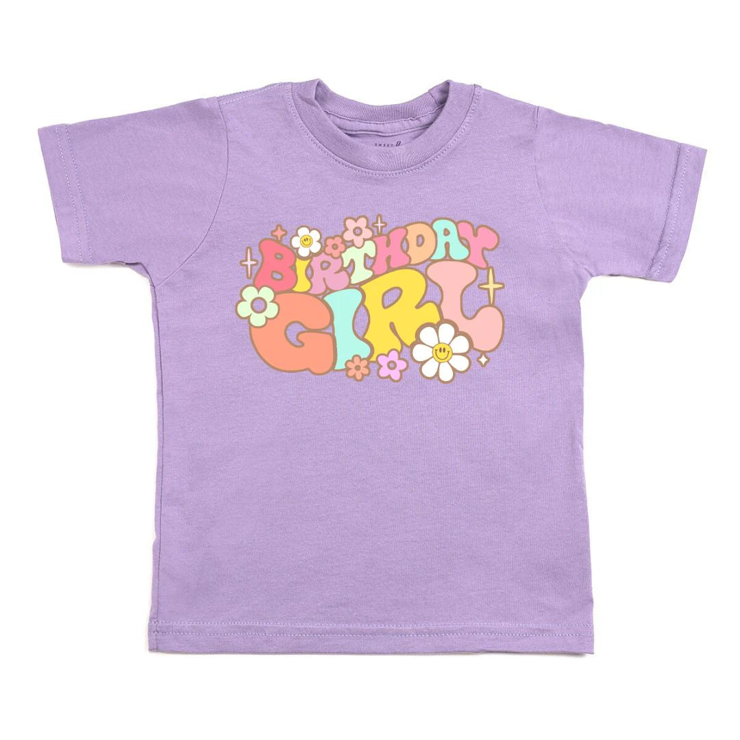 Groovy Birthday Girl SS T-Shirt-Lavender