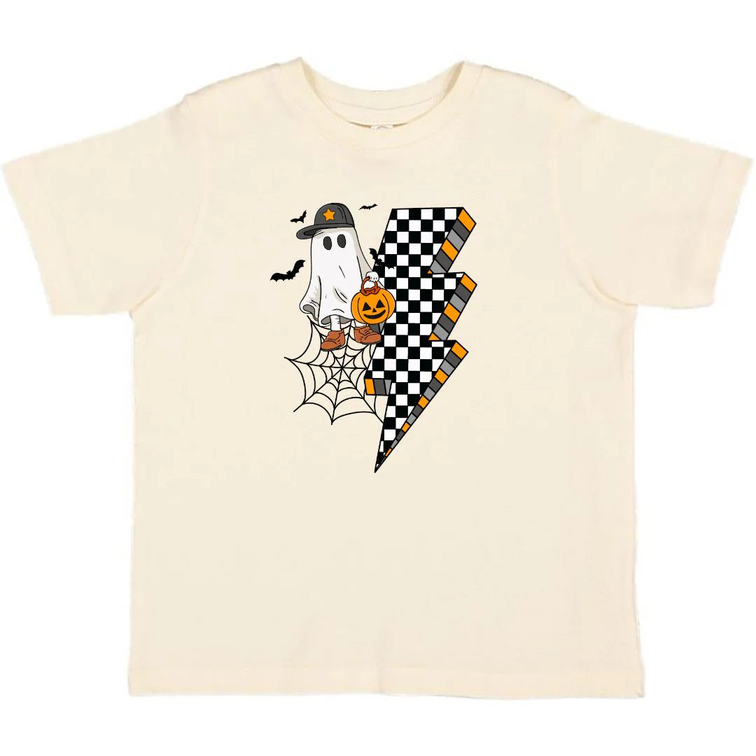 Checker Ghost Halloween SS Tee- Natural