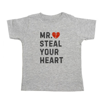 Mr. Steal Your Heart Valentine's Day SS Tee- Gray