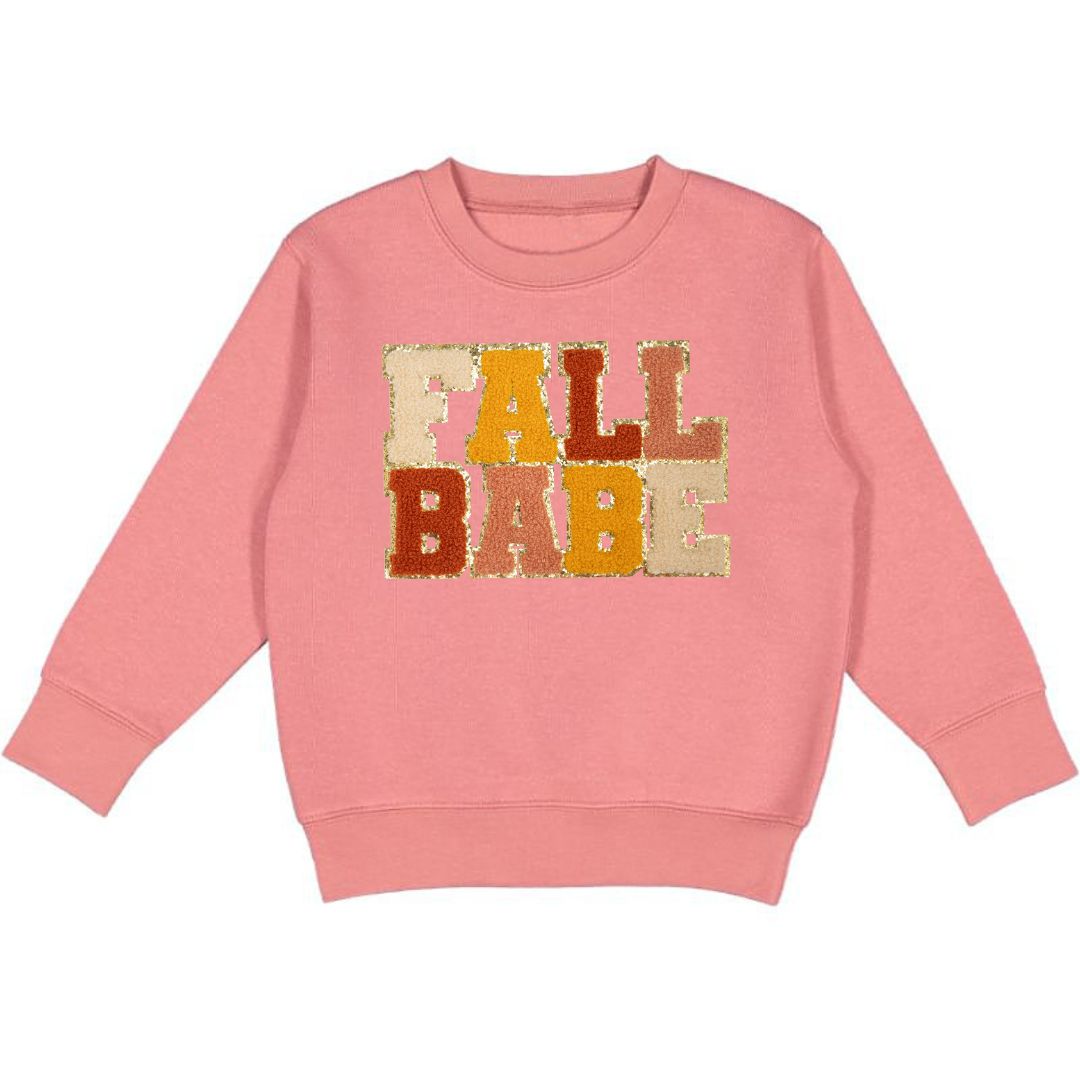 Fall Babe Patch Sweatshirt- Dusty Rose